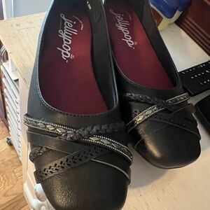Jellypop Black Flats with Braided Detail